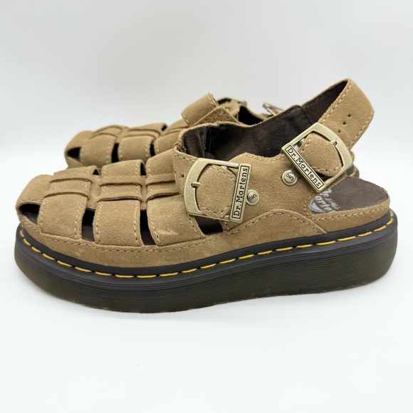 Dr. Martens Wrenlie Bronx Suede Fisherman Sandals Chunky Platform Tan Sz L9/M8‎ - Picture 7 of 11